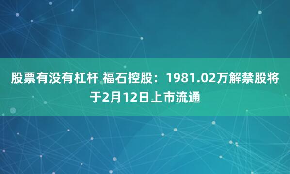 股票有没有杠杆 福石控股：1981.02万解禁股将于2月12日上市流通