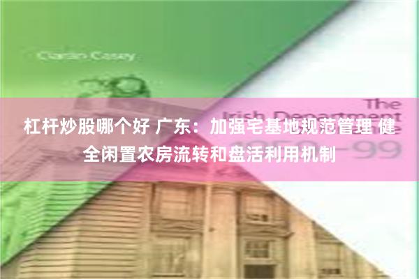 杠杆炒股哪个好 广东：加强宅基地规范管理 健全闲置农房流转和盘活利用机制