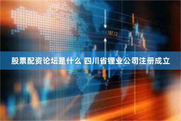 股票配资论坛是什么 四川省锂业公司注册成立